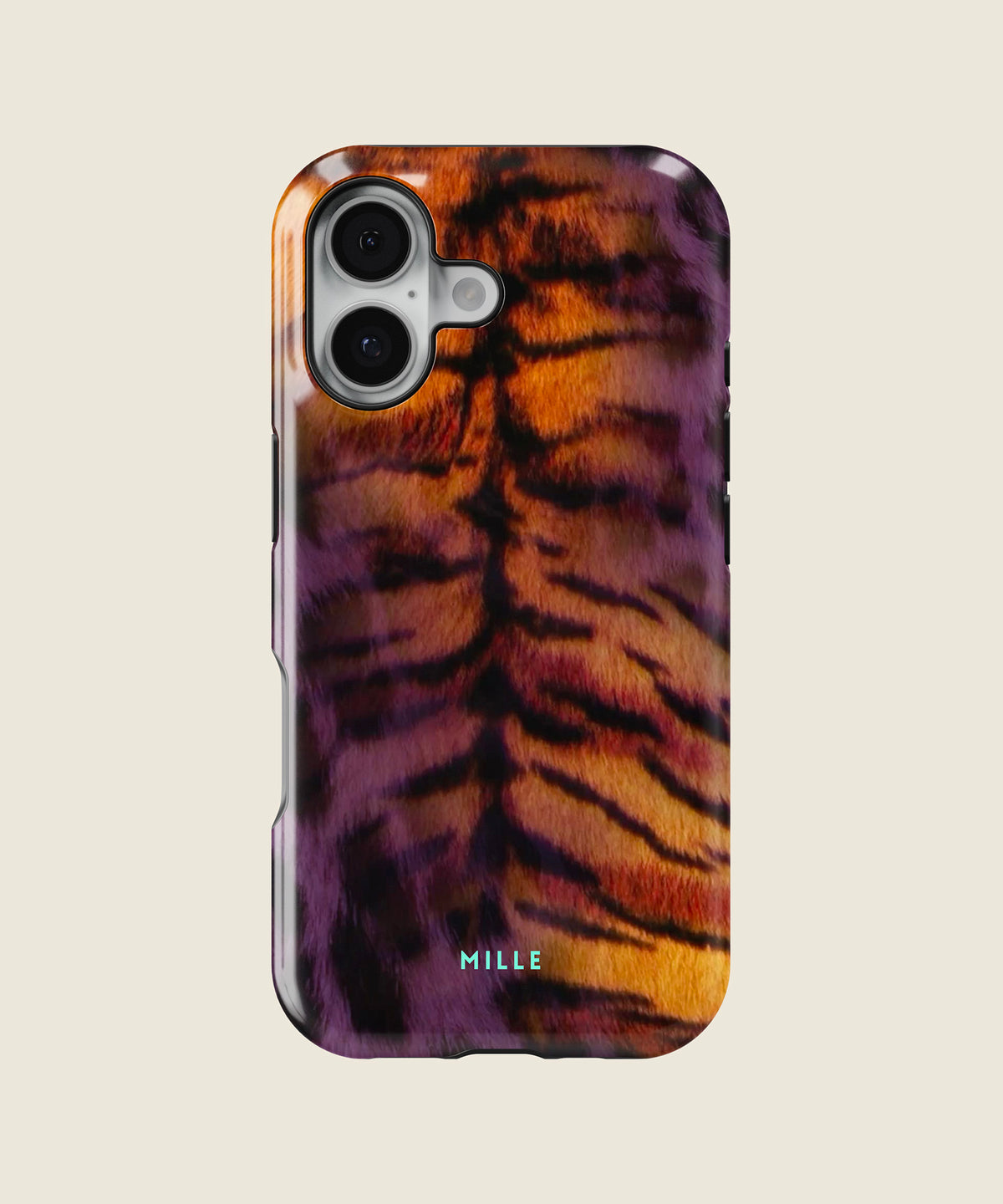 purple and orange tiger print iPhone case, iPhone 17