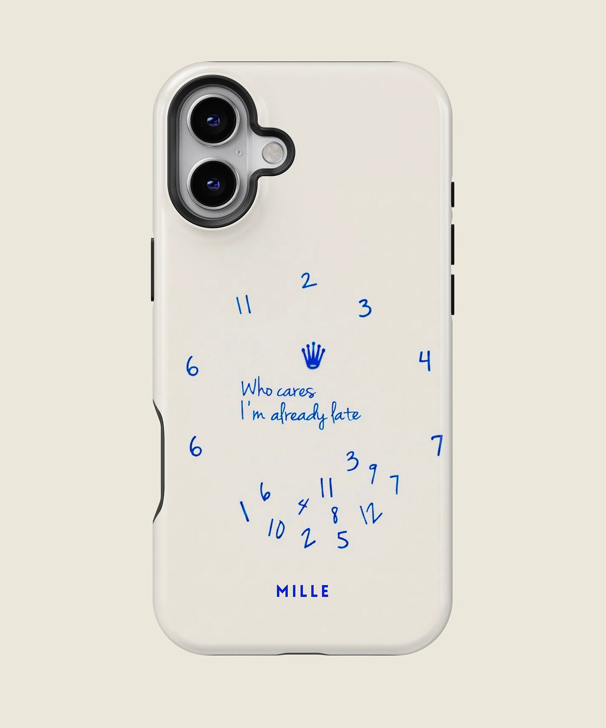 cream clock quote iPhone case, iPhone 16 Plus