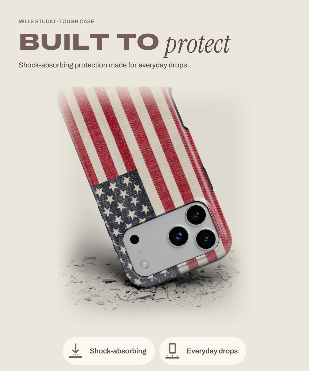 USA tough iPhone case, shock-absorbing protection