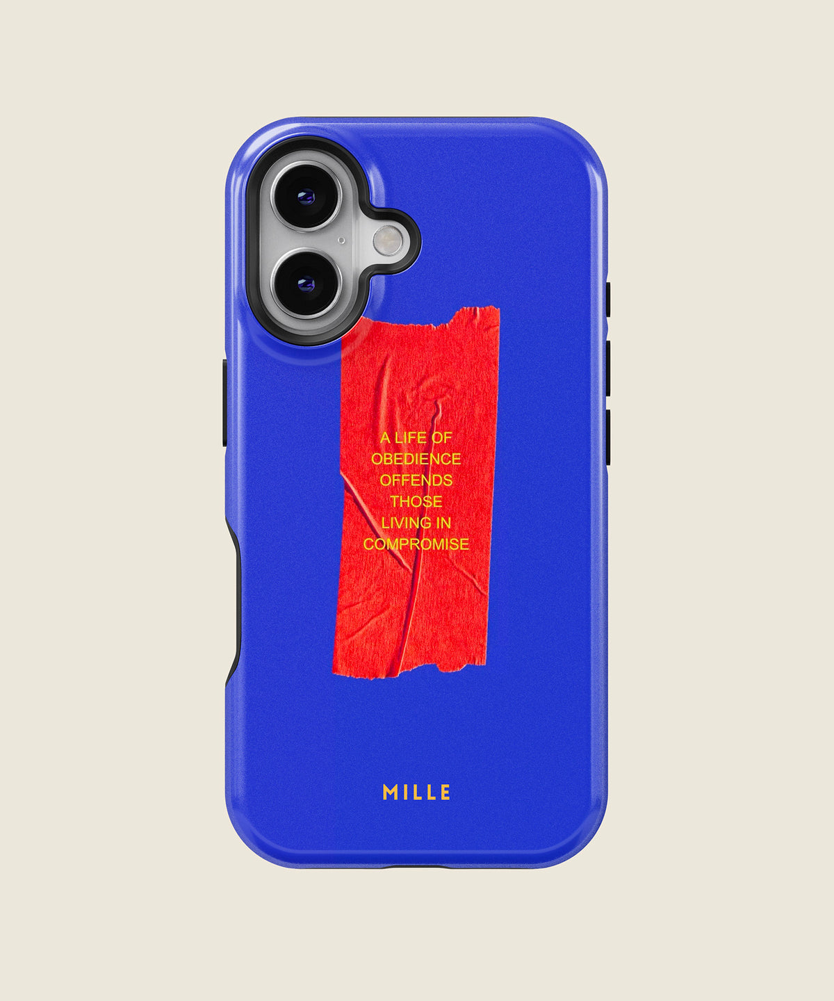 cobalt blue red tape quote iPhone case, iPhone 16