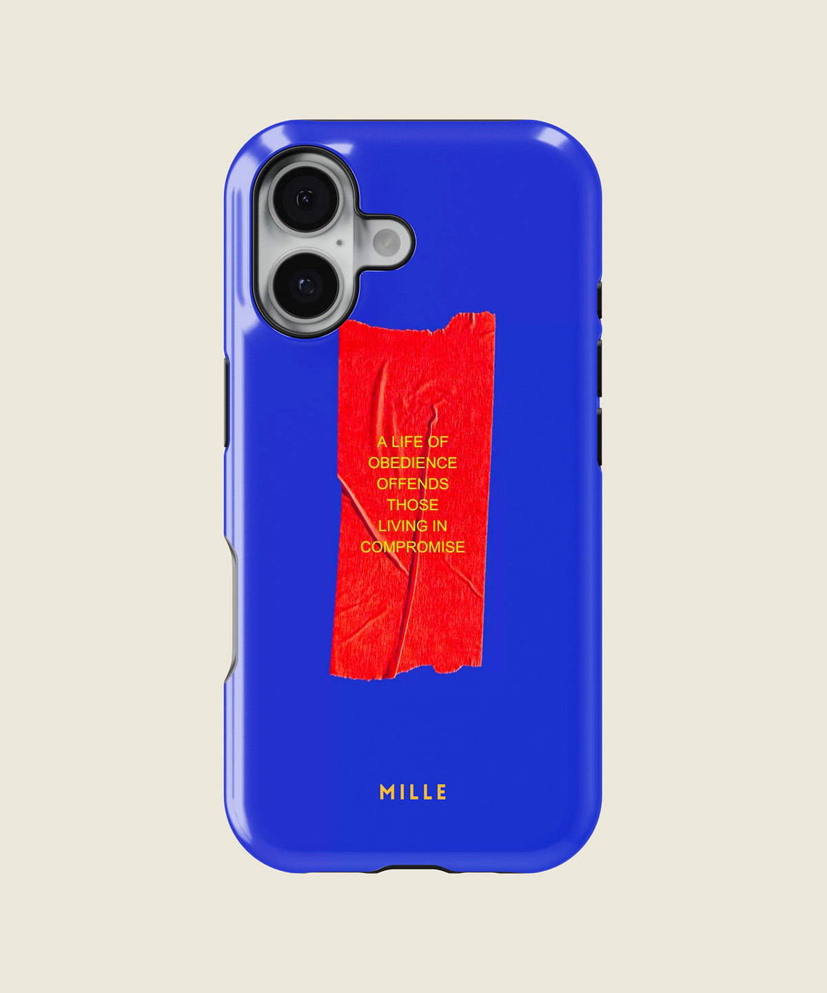 cobalt blue red tape quote iPhone case, iPhone 17
