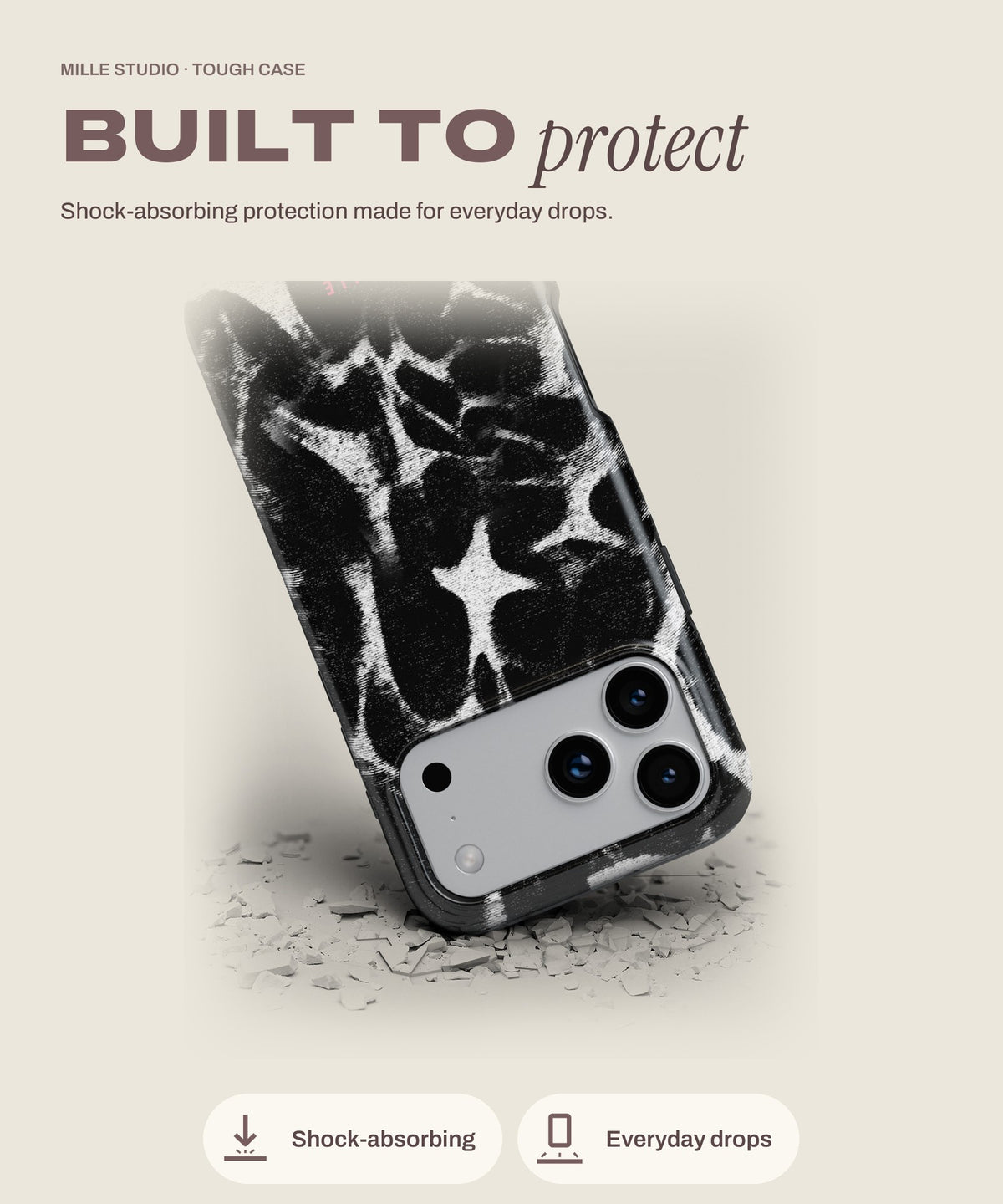Zebra tough iPhone case, shock-absorbing protection