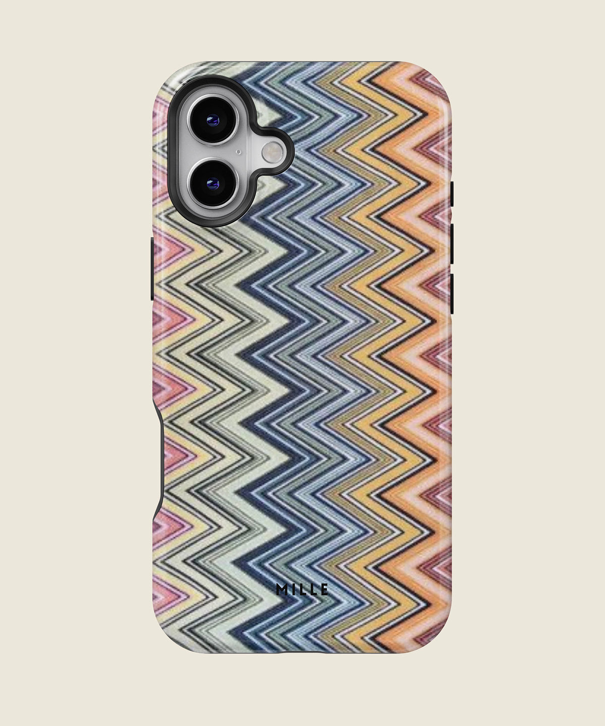blue and green zigzag chevron iPhone case, iPhone 16 Plus