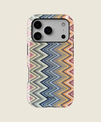 blue and green zigzag chevron iPhone case, iPhone 17 Pro