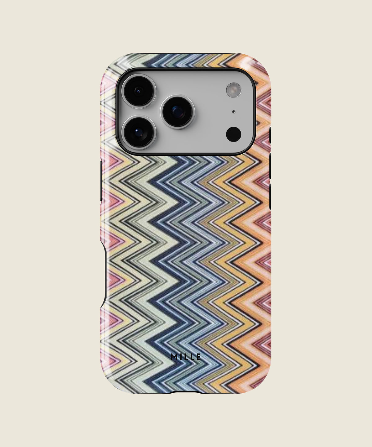 blue and green zigzag chevron iPhone case, iPhone 17 Pro